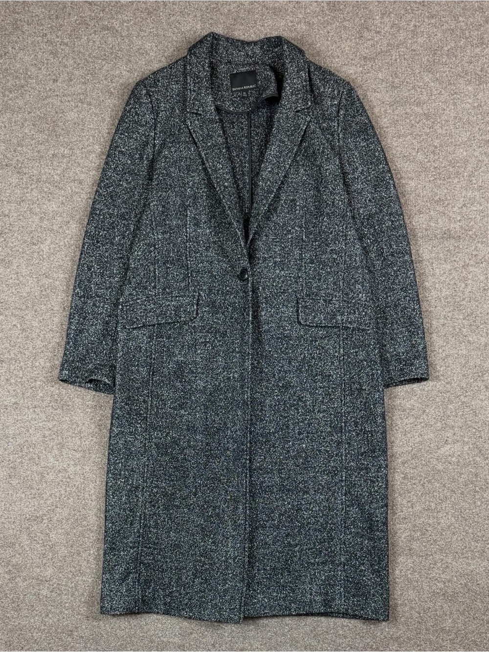 Banana Republic Heather Grey Long Single Button Closure Coat Womens XL Overcoat